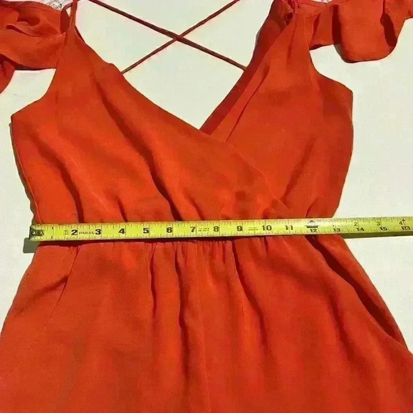 Sugar+Lips Womens Romper One Piece Coral Deep V Strappy Lightweight Ruffle S - Picture 6 of 12